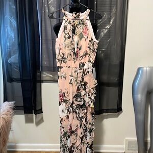 Eliza J Pink Tie Front Halter Maxi Dress
